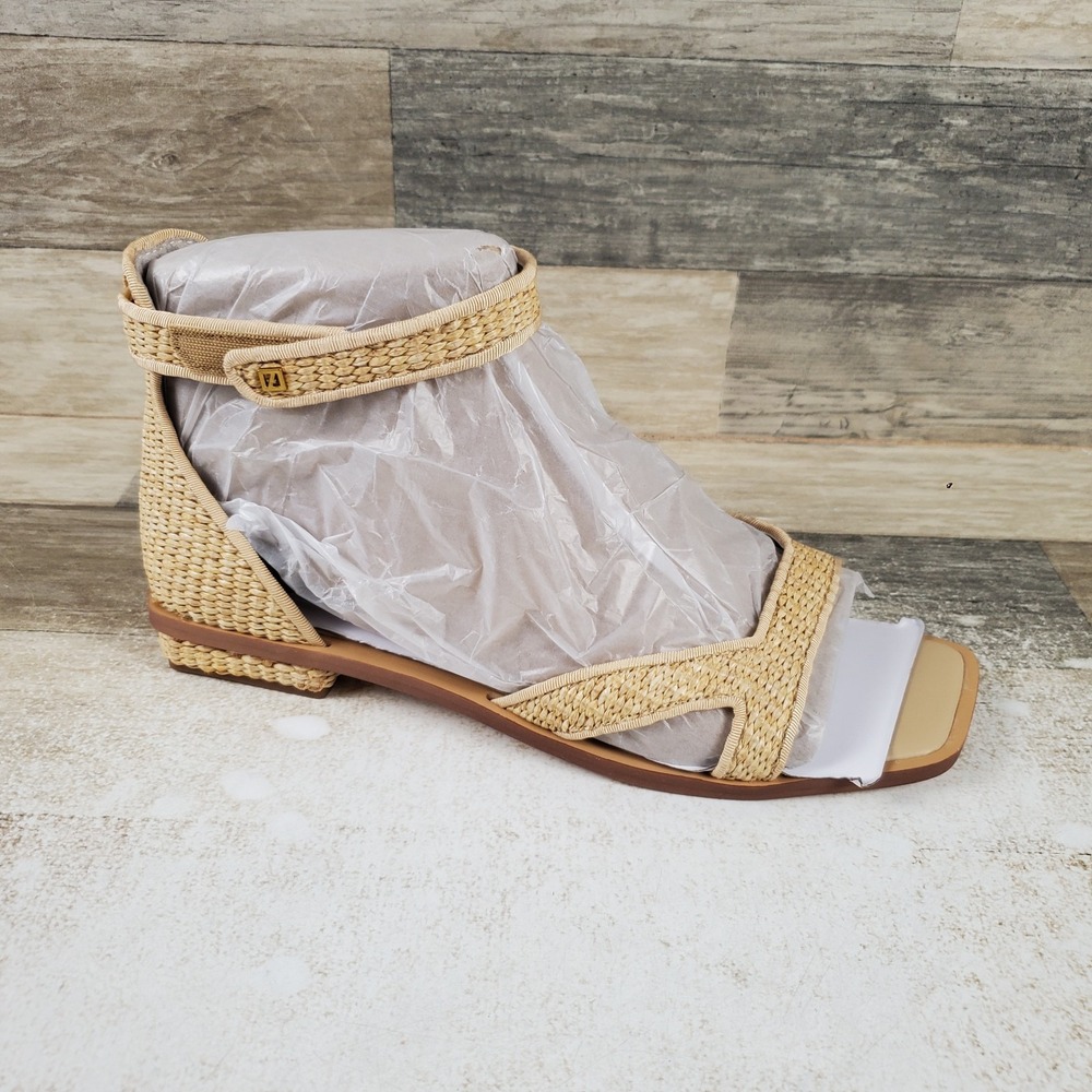 Franco Sarto Elisa Womens Sandal Sz 11 M Natural Beige Faux Raffia Ankle Strap